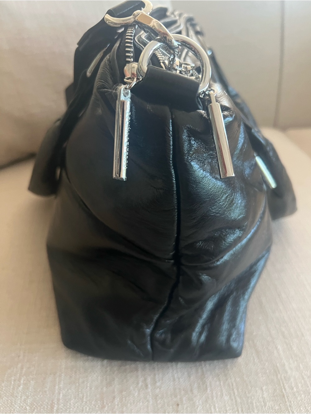Black Genuine Leather Quilted Shoulder Bag - Brand New - Picture 4 of 7